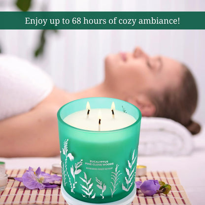 GIFTAWAY Eucalyptus Pine & Clove Balsam 3-Wick Soy Candle – Clean-Burning 14.5 oz, Cozy Winter Forest Ambience