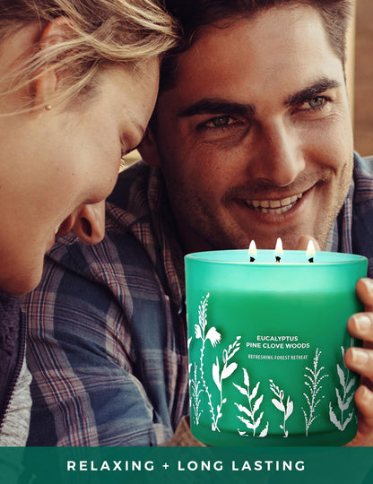GIFTAWAY Eucalyptus Pine & Clove Balsam 3-Wick Soy Candle – Clean-Burning 14.5 oz, Cozy Winter Forest Ambience