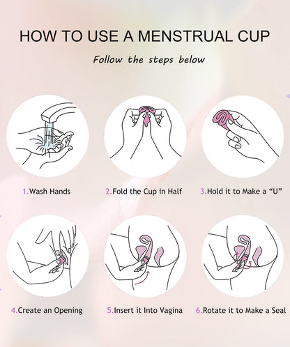 Ginalaia Menstrual Cups with Collapsible Storage - Leak-Proof, Medical-Grade Silicone
