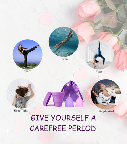 Ginalaia Menstrual Cups with Collapsible Storage - Leak-Proof, Medical-Grade Silicone