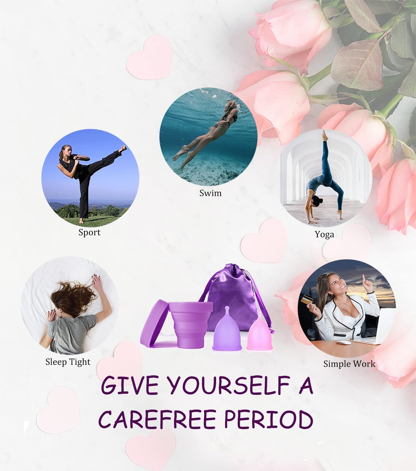 Ginalaia Menstrual Cups with Collapsible Storage - Leak-Proof, Medical-Grade Silicone