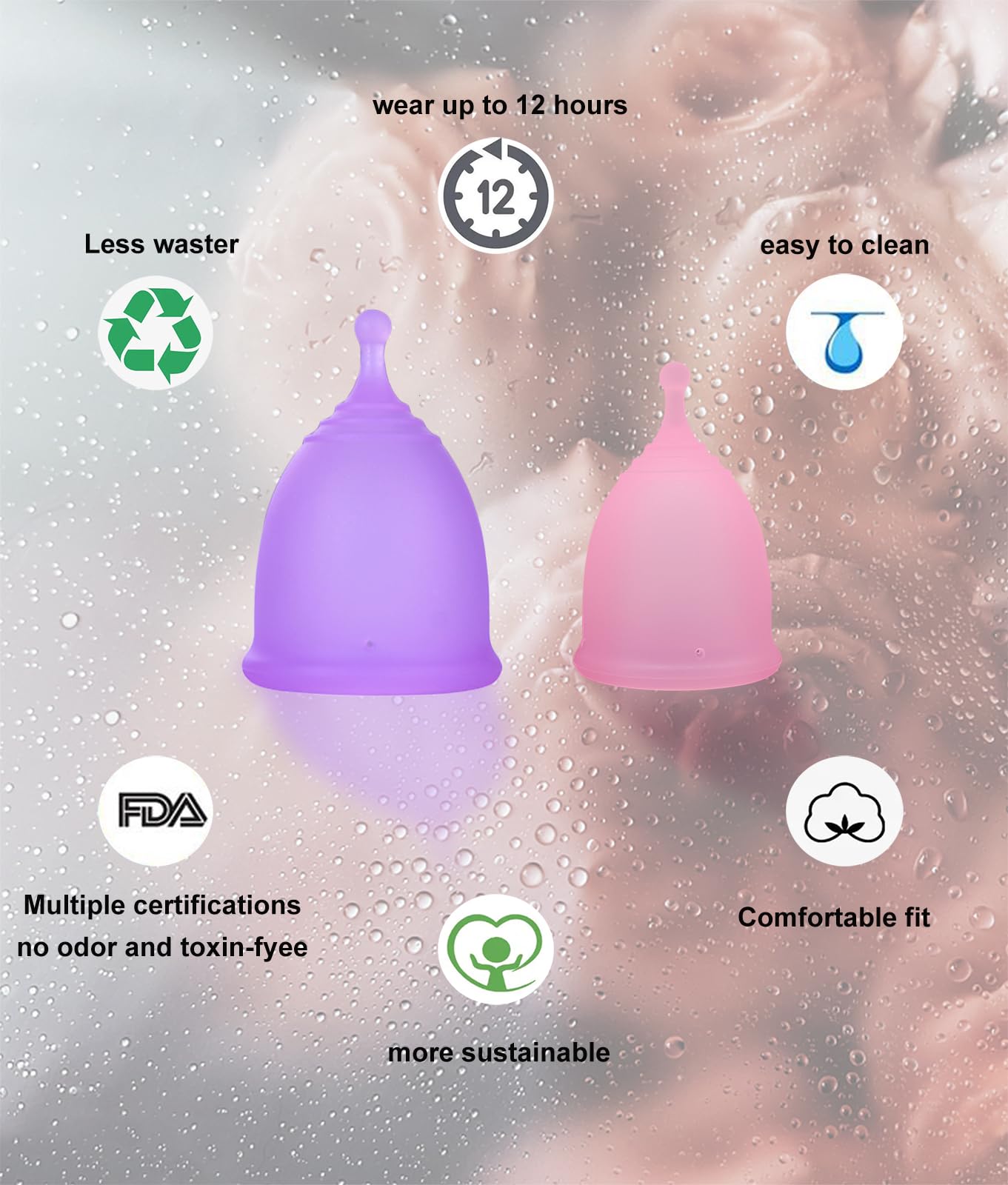 Ginalaia Menstrual Cups with Collapsible Storage - Leak-Proof, Medical-Grade Silicone