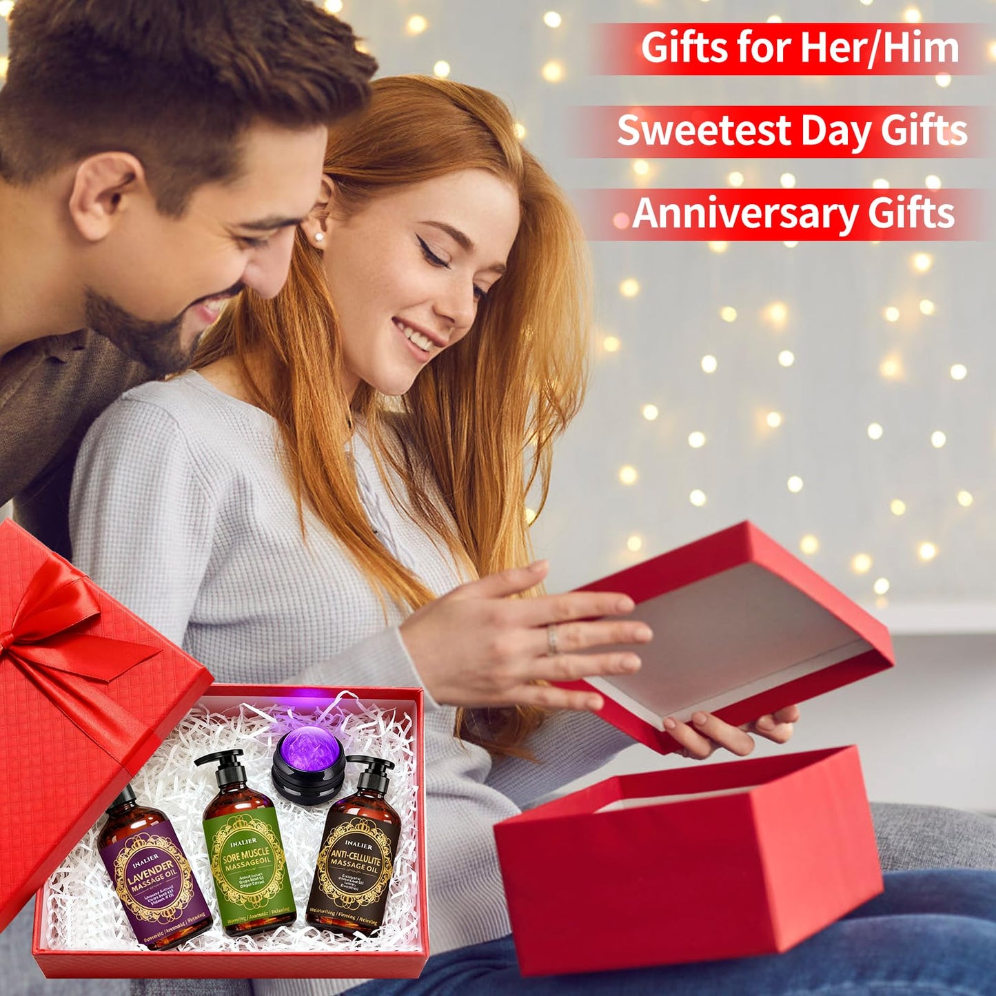 Massage Oil for Therapy - 3-Pack Gift Set with Ginger, Arnica & Lavender