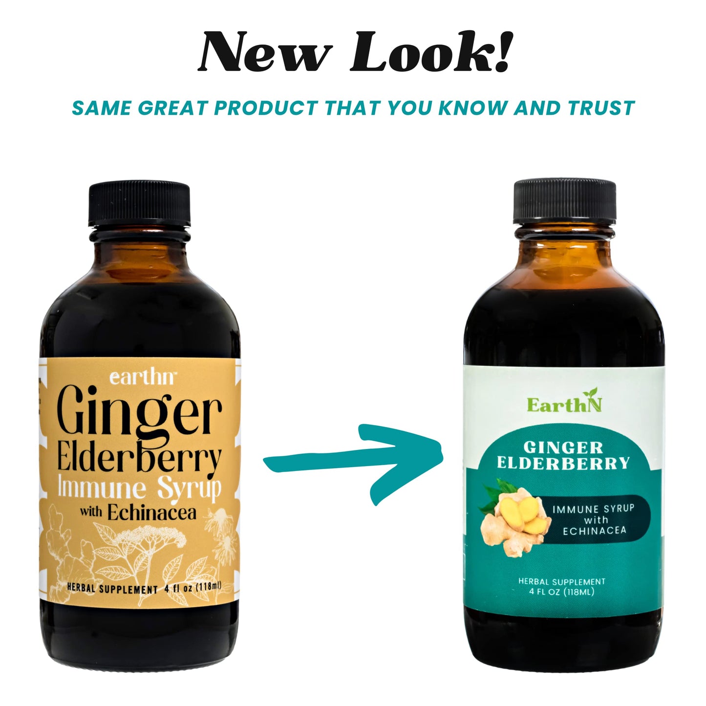 Ginger Elderberry Immune Syrup with Echinacea, Vitamin C & Honey - Organic 4 fl oz | Earthn