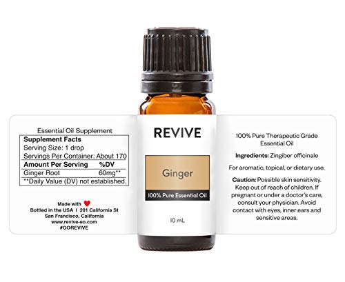 Ginger Essential Oil by Revive Essential Oils - 100% Pure Therapeutic Grade, for Diffuser, Humidifier, Massage, Aromatherapy, Skin & Hair Care