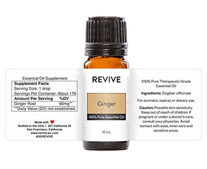 Ginger Essential Oil by Revive Essential Oils - 100% Pure Therapeutic Grade, for Diffuser, Humidifier, Massage, Aromatherapy, Skin & Hair Care