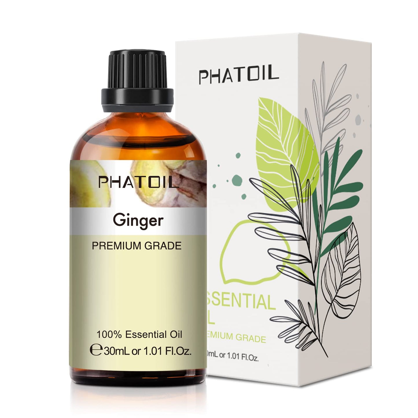 Ginger Essential Oil 30ML | PHATOIL Pure Essential Oil Singles for Aromatherapy, Diffusers, DIY Candles & Soaps