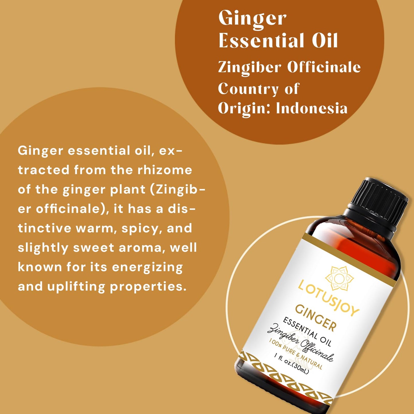 Ginger Essential Oil 1oz – Hair Growth, Diffuser & Massage | LOTUSJOY