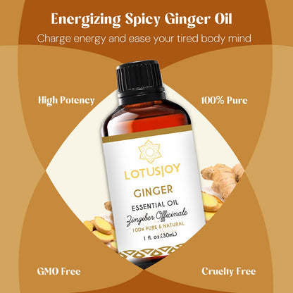 Ginger Essential Oil 1oz – Hair Growth, Diffuser & Massage | LOTUSJOY