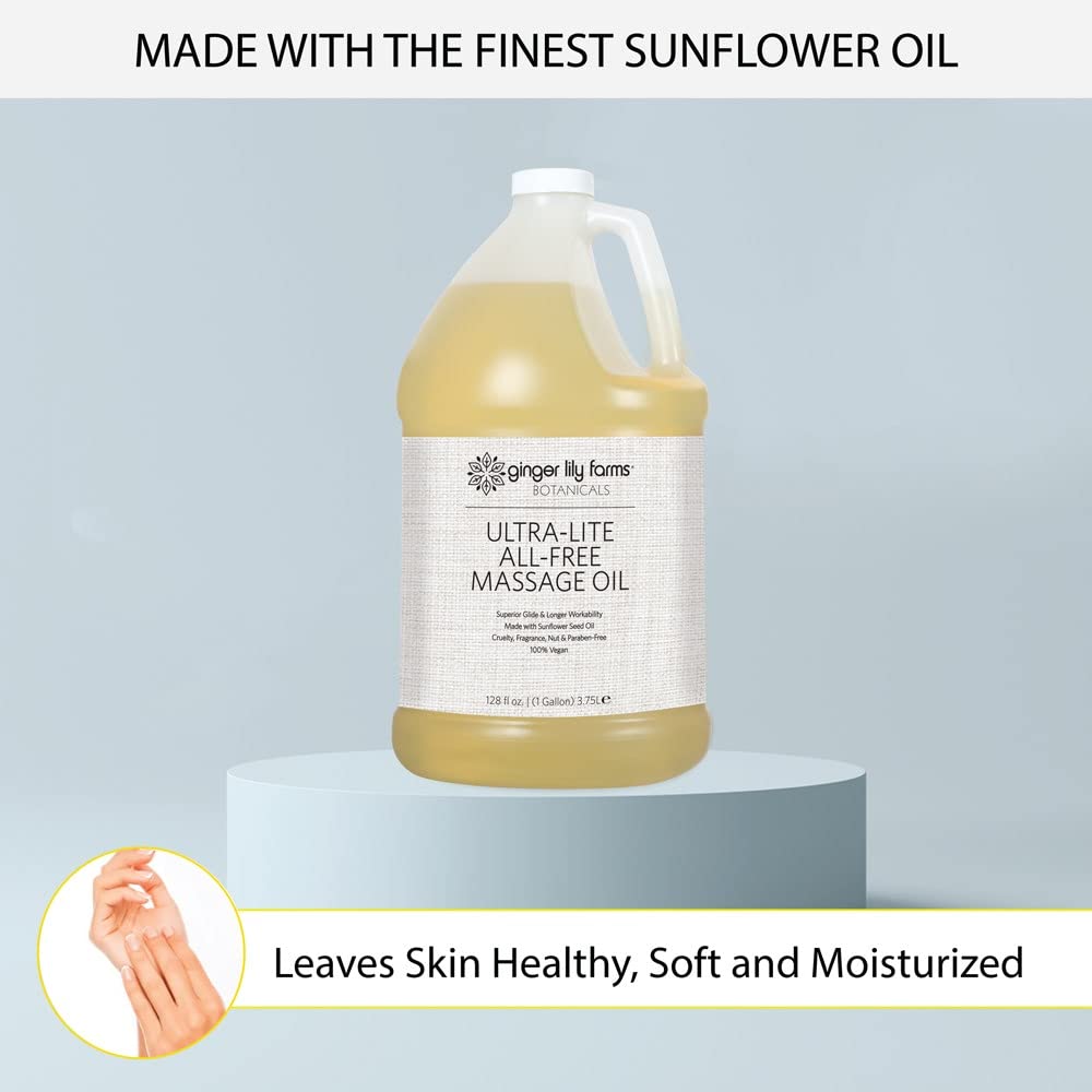 Ginger Lily Farms Ultra-Lite Massage Oil – 1 Gallon, Vegan & Cruelty-Free