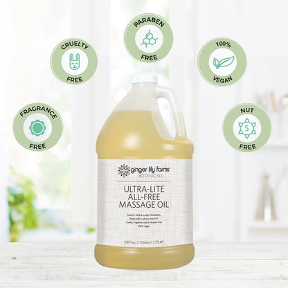Ginger Lily Farms Ultra-Lite Massage Oil – 1 Gallon, Vegan & Cruelty-Free