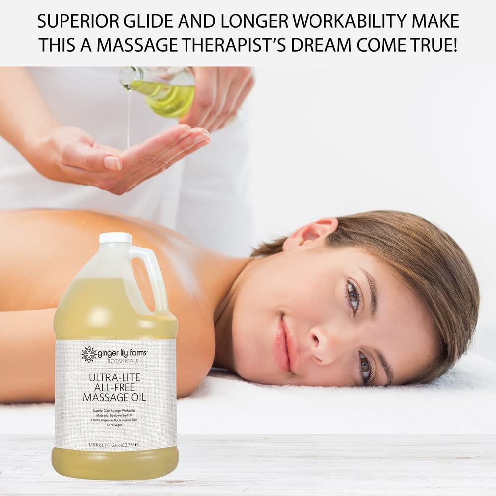 Ginger Lily Farms Ultra-Lite Massage Oil – 1 Gallon, Vegan & Cruelty-Free