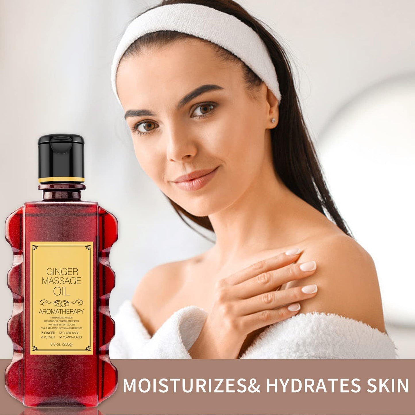 Ginger Massage Oil for Relaxing Muscles – Body & Skin Moisturizing, 8.8 oz