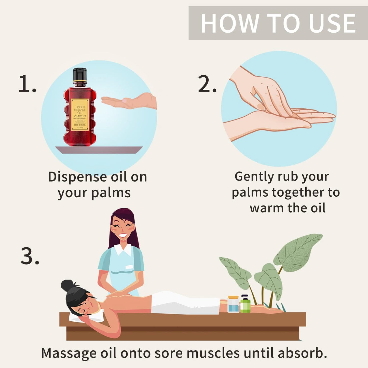 Ginger Massage Oil for Relaxing Muscles – Body & Skin Moisturizing, 8.8 oz