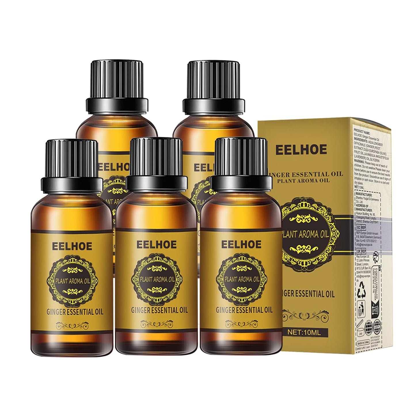 5PCS Ginger Essential Oil for Skin Care (10ml) | Ginger Oil Massage