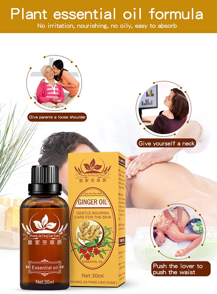 3-Pack Ginger Oil for Lymphatic Drainage – Promote Blood Circulation & Metabolism | SPA Massage Oil