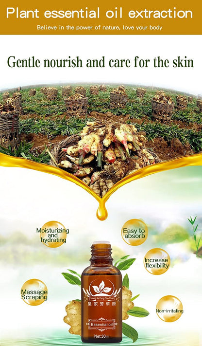 3 Pack Lymphatic Drainage Ginger Oil – Ginger Massage Oil to Promote Blood Circulation, Suitable for Body Massage