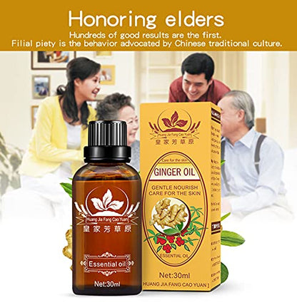 3-Pack Ginger Oil for Lymphatic Drainage – Promote Blood Circulation & Metabolism | SPA Massage Oil