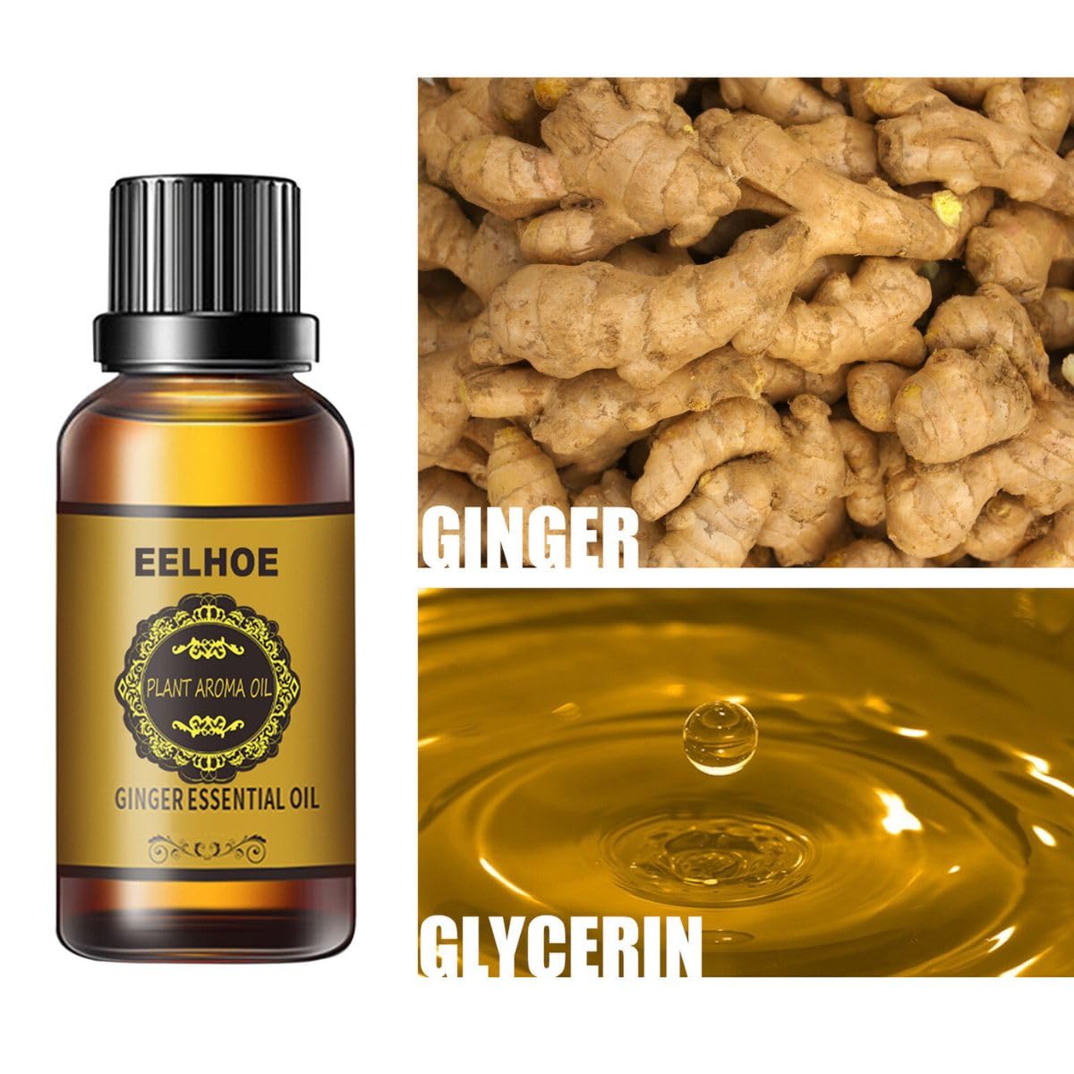 5PCS Ginger Essential Oil for Skin Care (10ml) | Ginger Oil Massage
