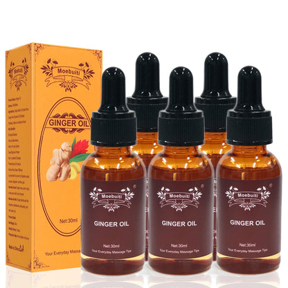 Ginger Oil – Pure Ginger Essential Oil (30ml x5) for Massage & Lymphatic Drainage
