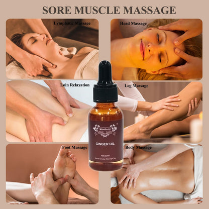 Ginger Oil – Pure Ginger Essential Oil (30ml x5) for Massage & Lymphatic Drainage