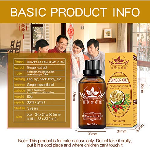3-Pack Ginger Oil for Lymphatic Drainage – Promote Blood Circulation & Metabolism | SPA Massage Oil