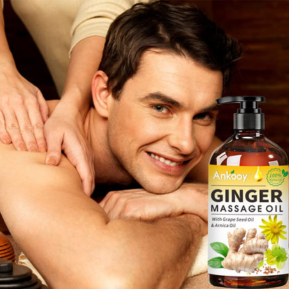3 Pack Ginger Massage Oil – Arnica, Vitamin E & Grape Seed | Lymphatic Drainage | 100% Natural Ginger