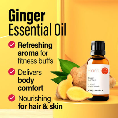 H'ana Ginger Essential Oil 1.02 fl oz | Hair, Skin & Diffuser