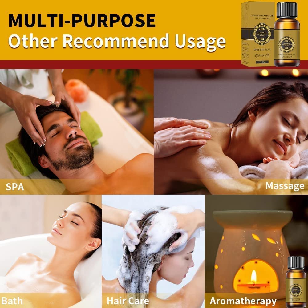 10 Pack Ginger Oil for Lymphatic Drainage – Natural Ginger Massage Oil