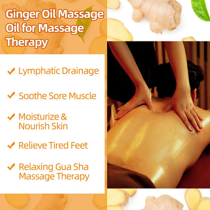 Ginger Oil Massage Oil for Therapy, Lymphatic Drainage, Sore Muscle Relief | Arnica