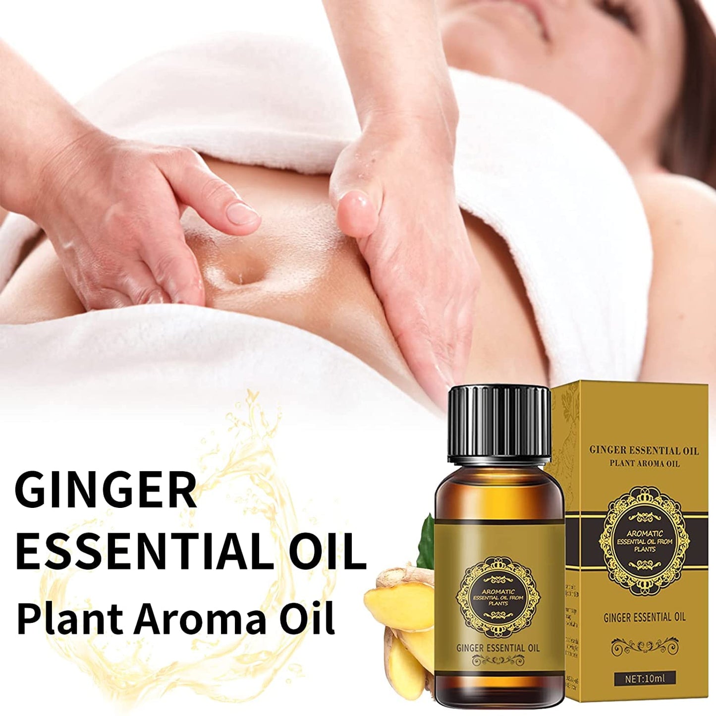 10 Pack Ginger Oil for Lymphatic Drainage – Natural Ginger Massage Oil