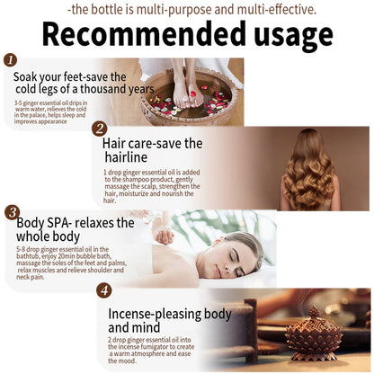 2PC (60ml) Belly Drainage Ginger Oil – Ginger Oil for Massage, Lymphatic Drainage & Skin Care