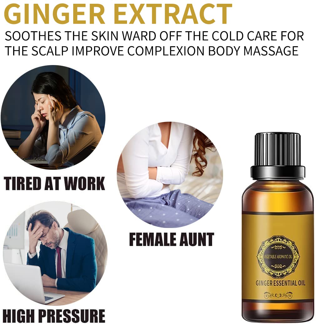 10 Pack Ginger Oil for Lymphatic Drainage – Natural Ginger Massage Oil