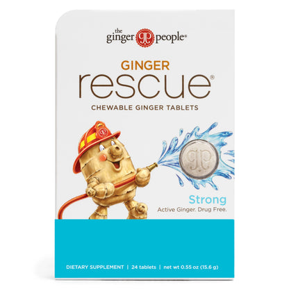 Ginger Rescue Chewable Tablets – The Ginger People | Drug Free Digestive Health, Strong Ginger Flavor, 24 Tablets
