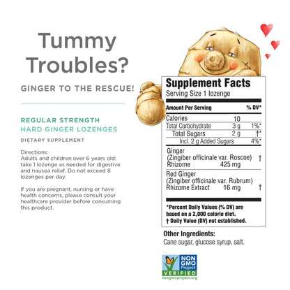 Ginger Rescue Digestive Wellness Lozenges (Regular Strength) 425mg – 30 Count