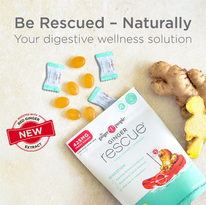 Ginger Rescue Digestive Wellness Lozenges (Regular Strength) 425mg – 30 Count