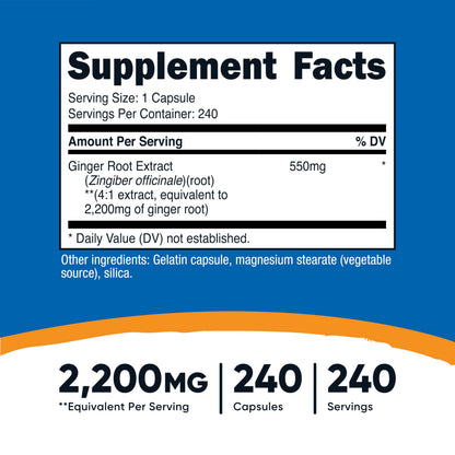 Nutricost Ginger Root Extract 2,200mg - 240 Capsules | Gluten Free, Non-GMO