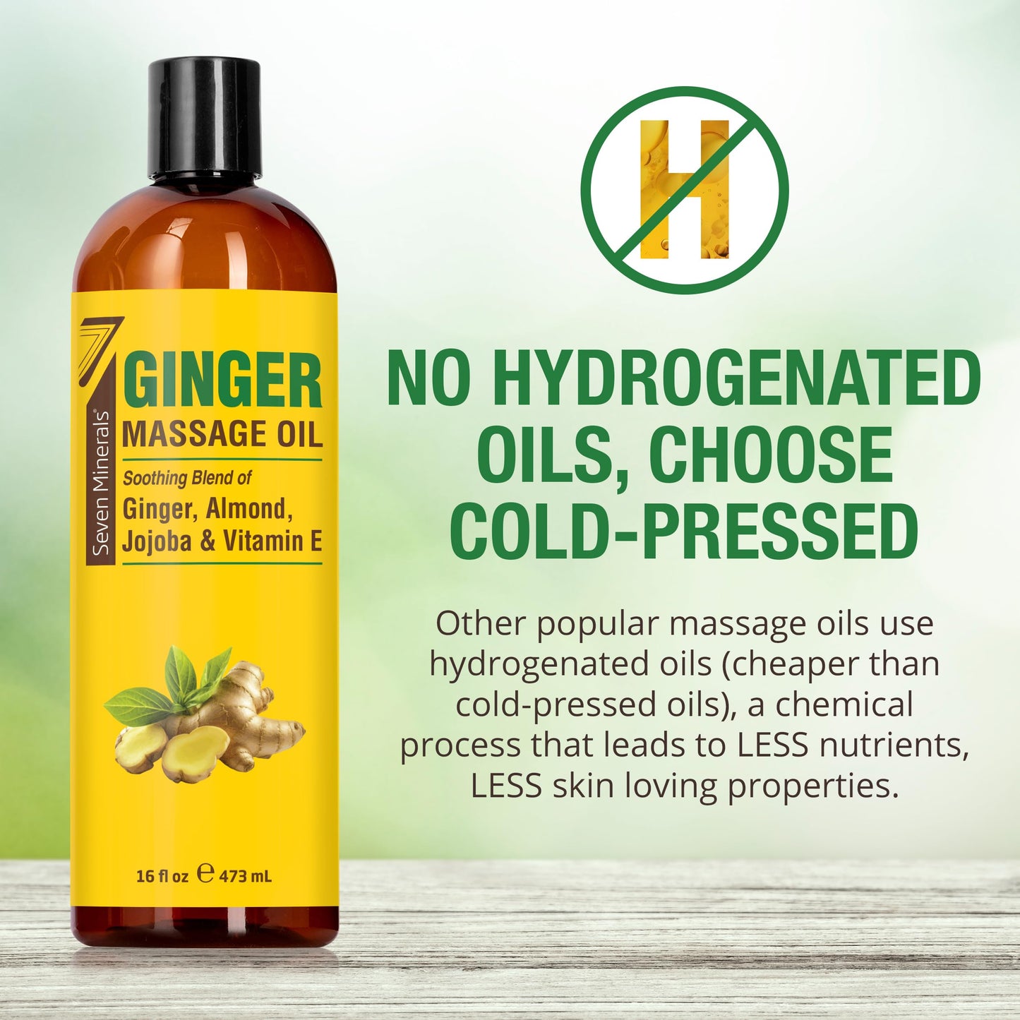 Seven Minerals Ginger Massage Oil for Lymphatic Drainage – 16 oz – Therapeutic Grade Essential Oils