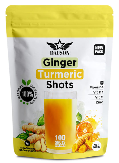 Ginger Turmeric Powder with Piperine, Vitamin C, Vitamin D3 & Zinc – 100 Servings