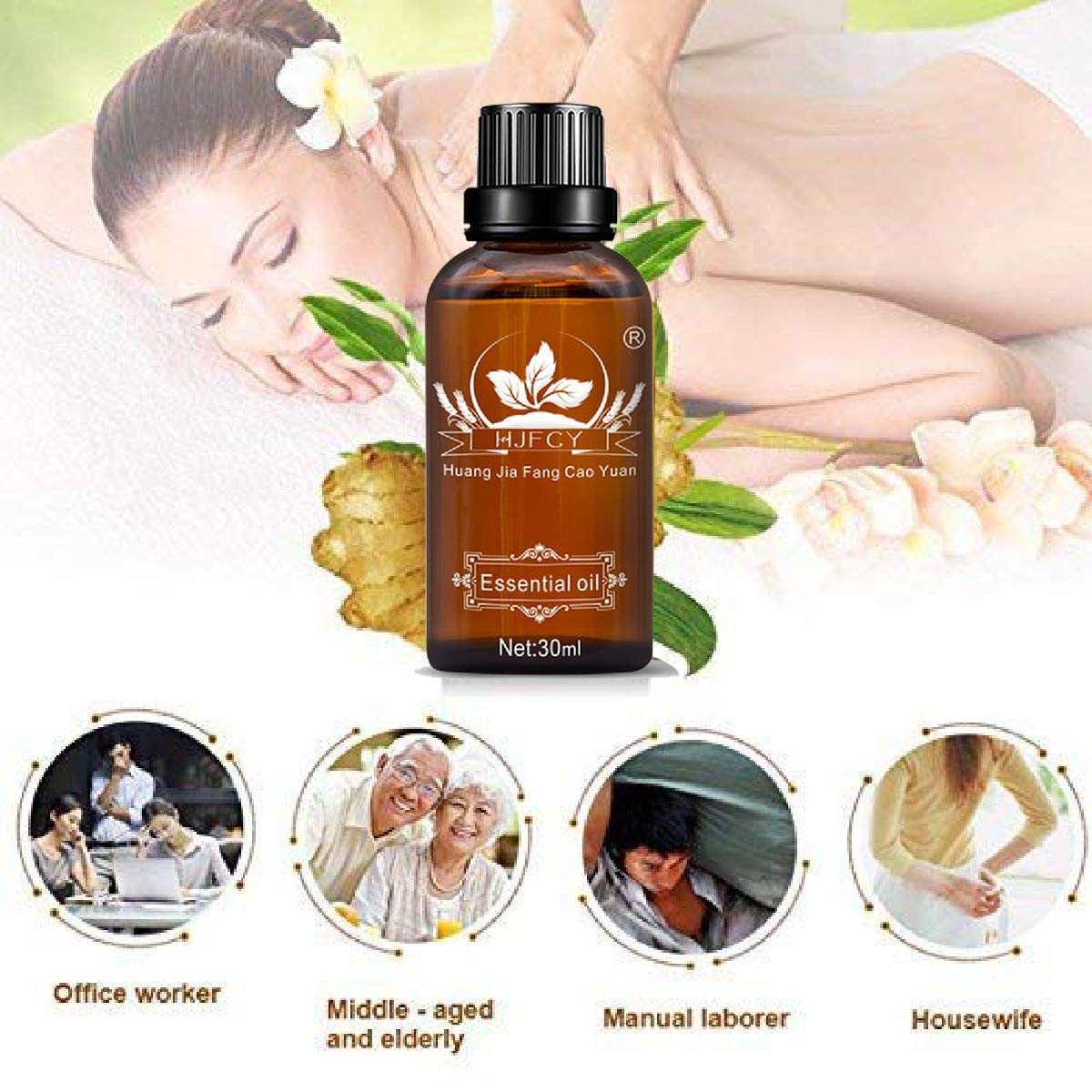 3 Pack Ginger Lymphatic Drainage Massage Oil – Boost Circulation & Metabolism (90ml)