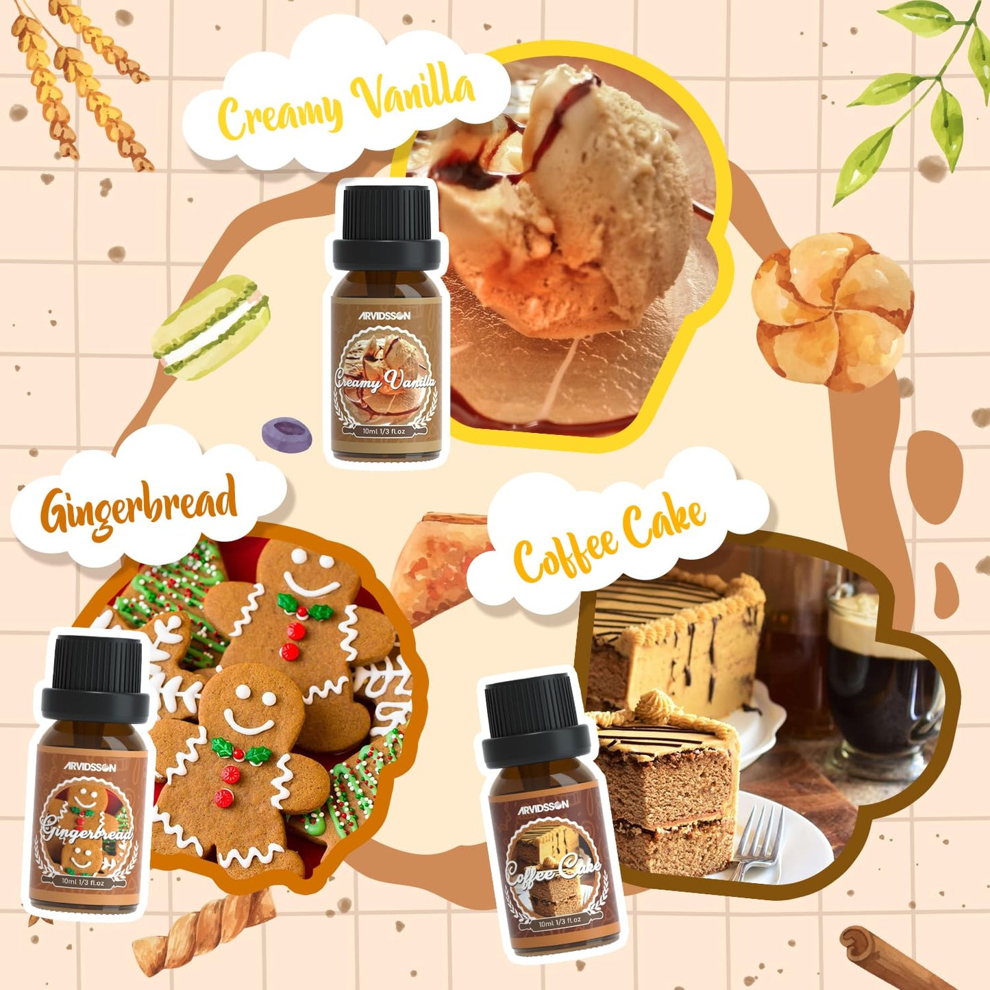 Bakery Fragrance Oils Set | ARVIDSSON Dessert Scents for Candles