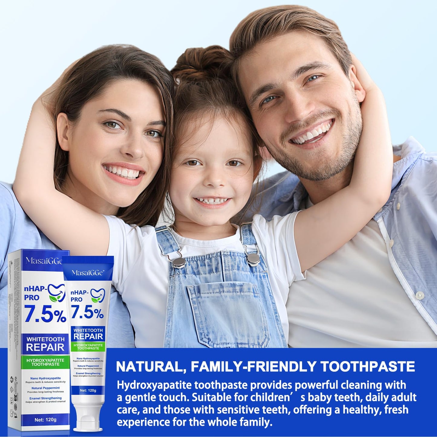 7.5% Hydroxyapatite Toothpaste for Enamel Protection, Tooth Strengthening, Gentle Mint | Fresh Breath & Daily Use