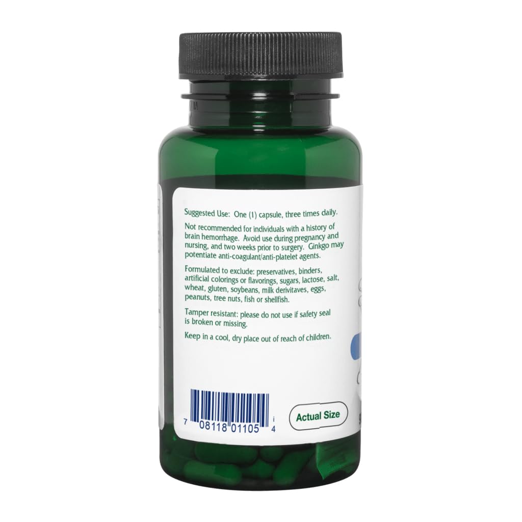 Vitanica Ginkgo Biloba Extract – Supports Circulation & Cognitive Health | 24% Flavone Glycosides, 6% Terpene Lactones | 90 Capsules