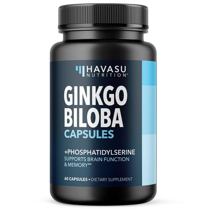 Ginkgo Biloba 120mg with Phosphatidylserine | Nootropic Brain Health & Focus - 60 Non-GMO Capsules