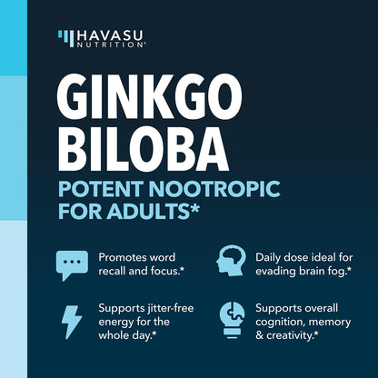 Ginkgo Biloba 120mg with Phosphatidylserine | Nootropic Brain Health & Focus - 60 Non-GMO Capsules