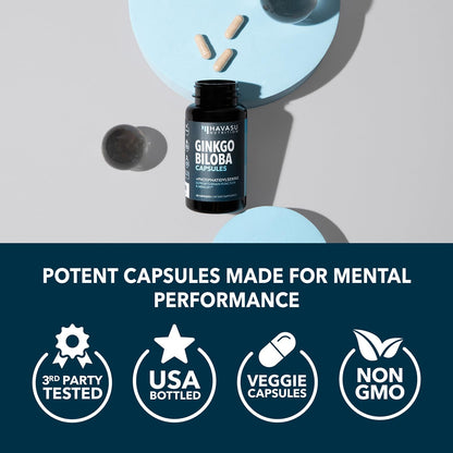 Ginkgo Biloba 120mg with Phosphatidylserine | Nootropic Brain Health & Focus - 60 Non-GMO Capsules