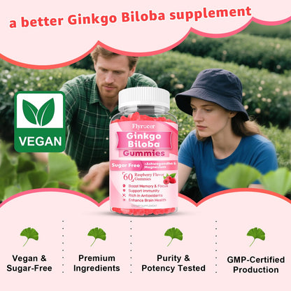 Ginkgo Biloba Gummies 300mg – Focus, Memory & Brain Health | Vegan, Sugar-Free