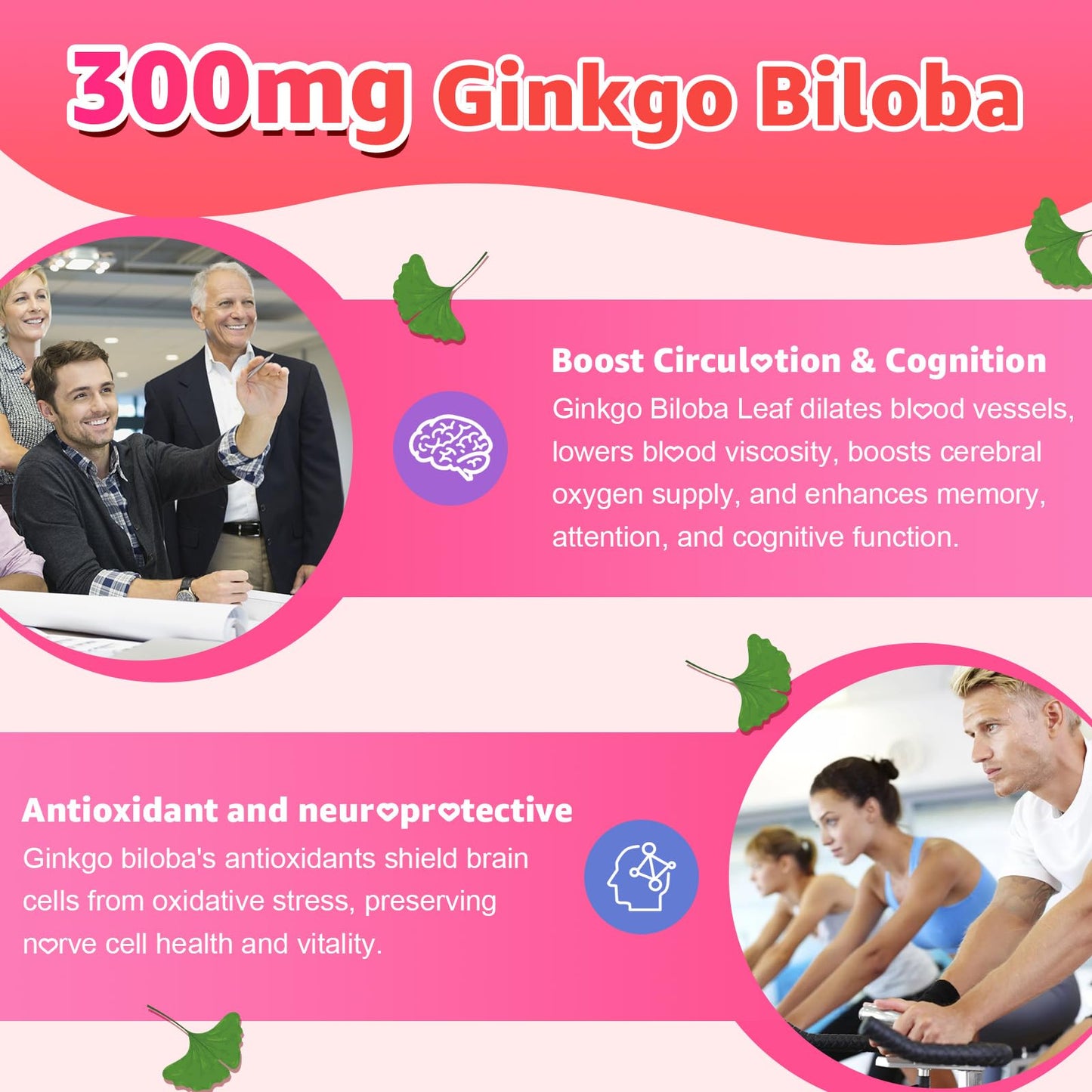 Ginkgo Biloba Gummies 300mg – Focus, Memory & Brain Health | Vegan, Sugar-Free