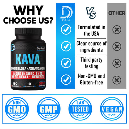 DEDICAD 9in1 Kava Kava Capsules – 5-Month Supply (150 VEGAN)