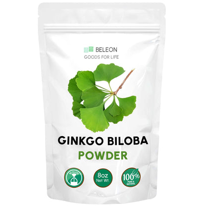 Ginkgo Biloba Powder 8 oz – Pure Natural Supplement for Brain Support & Mental Alertness | Filler Free